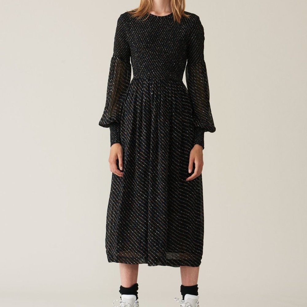 Ganni, Printed Georgette Smock Dress